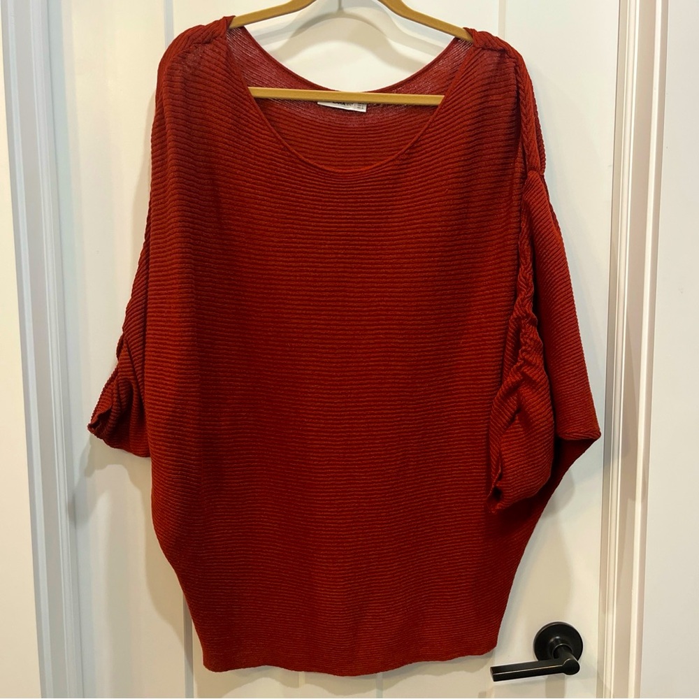 Zara Knit Women’s‎ Blouse Rust Maroon Size Medium Dolman Sleeve Long Length